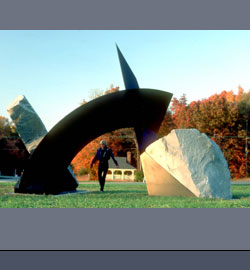 granite and painted steel, 16’h x25’w x15’d