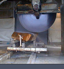 Diamond saw cut during construction at quarry