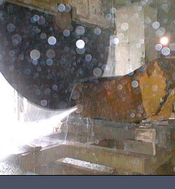 Diamond saw cut during construction at quarry