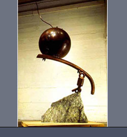 Vermont granite, bronze, stainless steel, ht 11'h(at Van Alstine Studios during construction) 