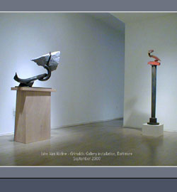 Vermont granite, bronze, stainless steel, ht 11'h(at Van Alstine Studios during construction) 