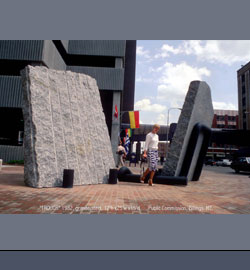 Granite and welded steel, 12'h x25'w x 15'd